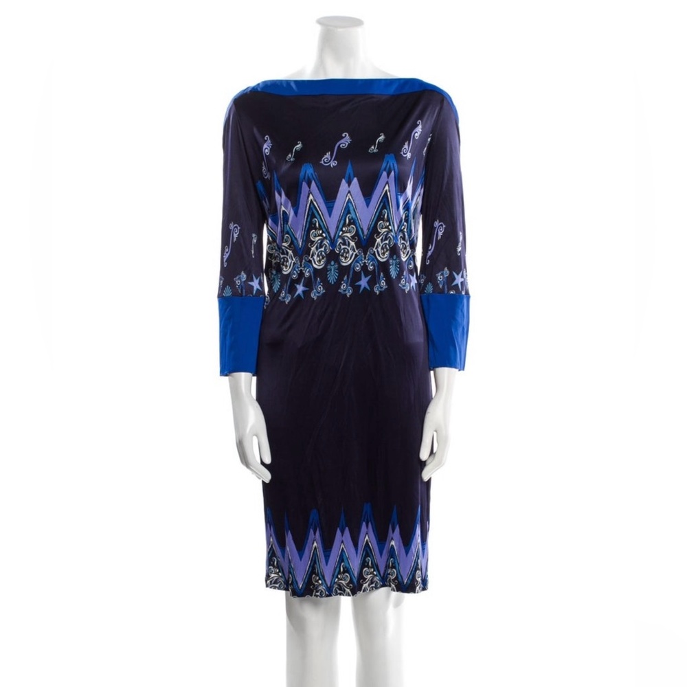 Versace Collection - blue and purple print dress